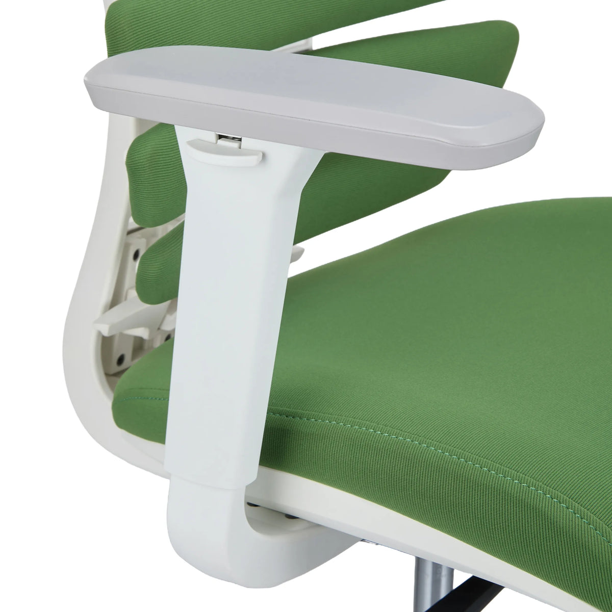 Reposabrazos blanco de la silla de oficina profesional ERGO LINE W con tapizado de tela verde de hjh OFFICE