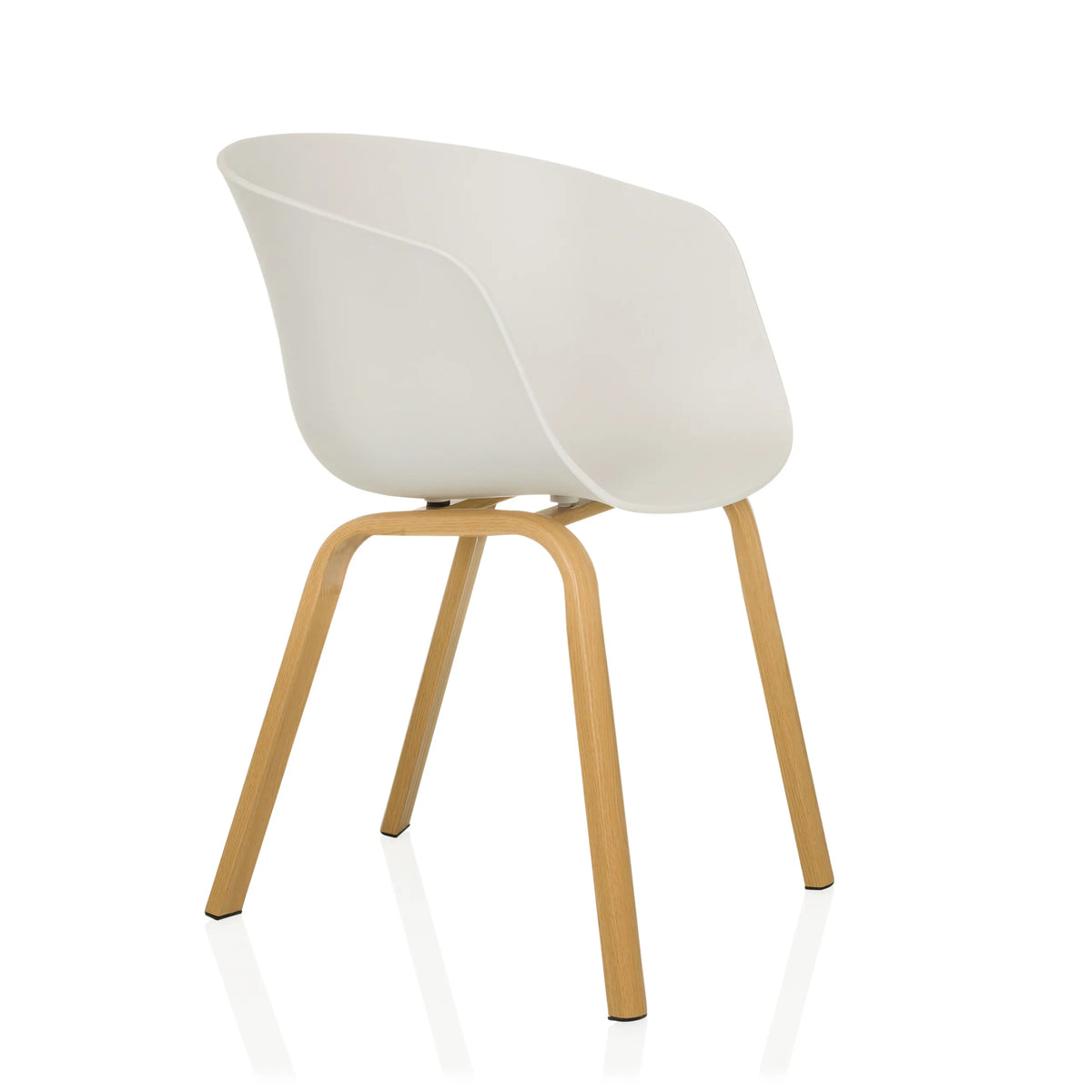Silla nórdica blanca OSLO W con cuatro patas de madera clara de hjh LIVING – vista de 360° (vista frontal en diagonal 60°)