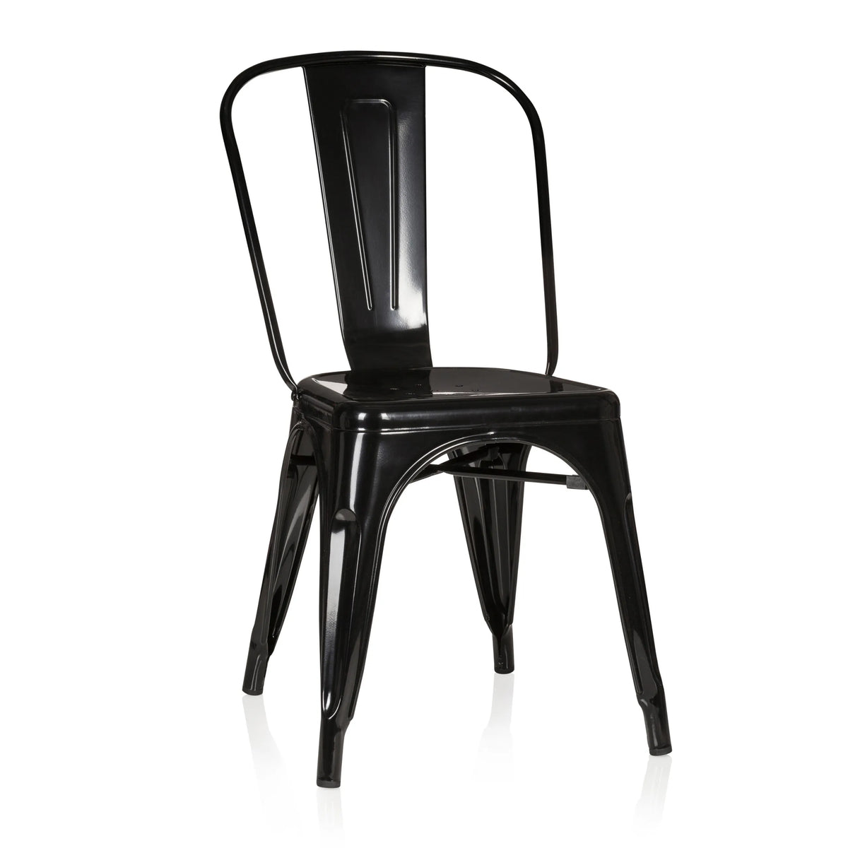 Silla de comedor negra VANTAGGIO COMFORT con estructura metálica y respaldo alto de hjh OFFICE – vista de 360° (vista frontal 20°)