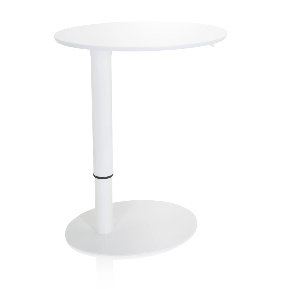 Escritorio de pie blanco STAND III con tablero redondo y base redonda de hjh OFFICE – vista de 360° (vista frontal 20°)