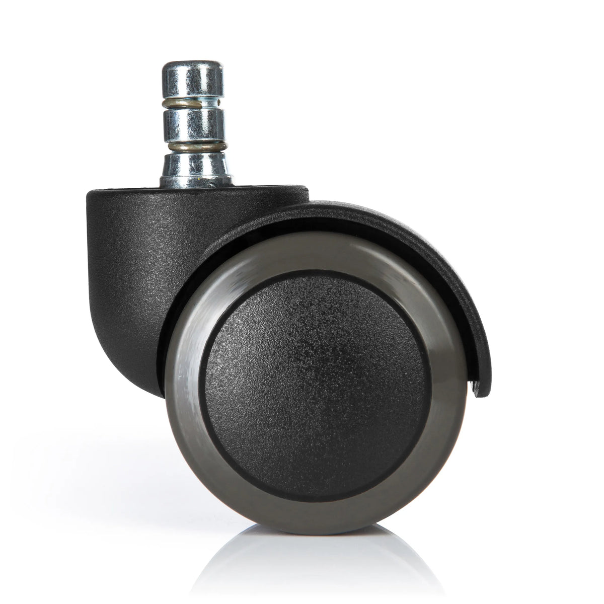 Ruedas para sillas 5x ROLO No-Noise 11mm/50mm negras para suelos duros con pin de metal plateado de hjh OFFICE – vista de 360° (vista trasera 180°)