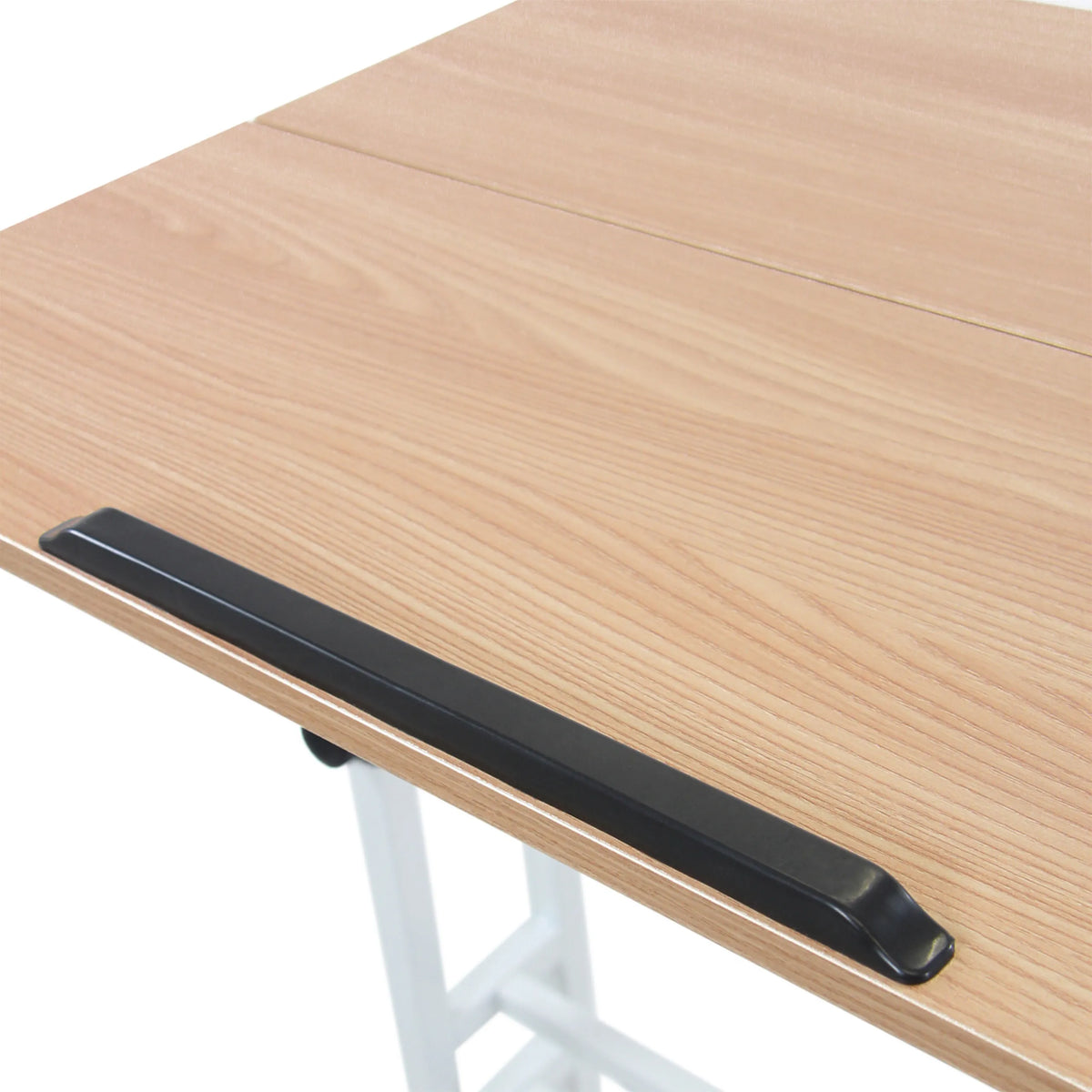 Cepillo para cables negro en la superficie de roble del escritorio de pie WORKSTATION I de hjh OFFICE