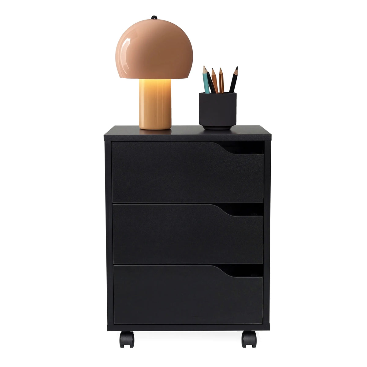 Archivador rodante negro ORGANISER I con tres cajones y ruedas de hjh OFFICE
