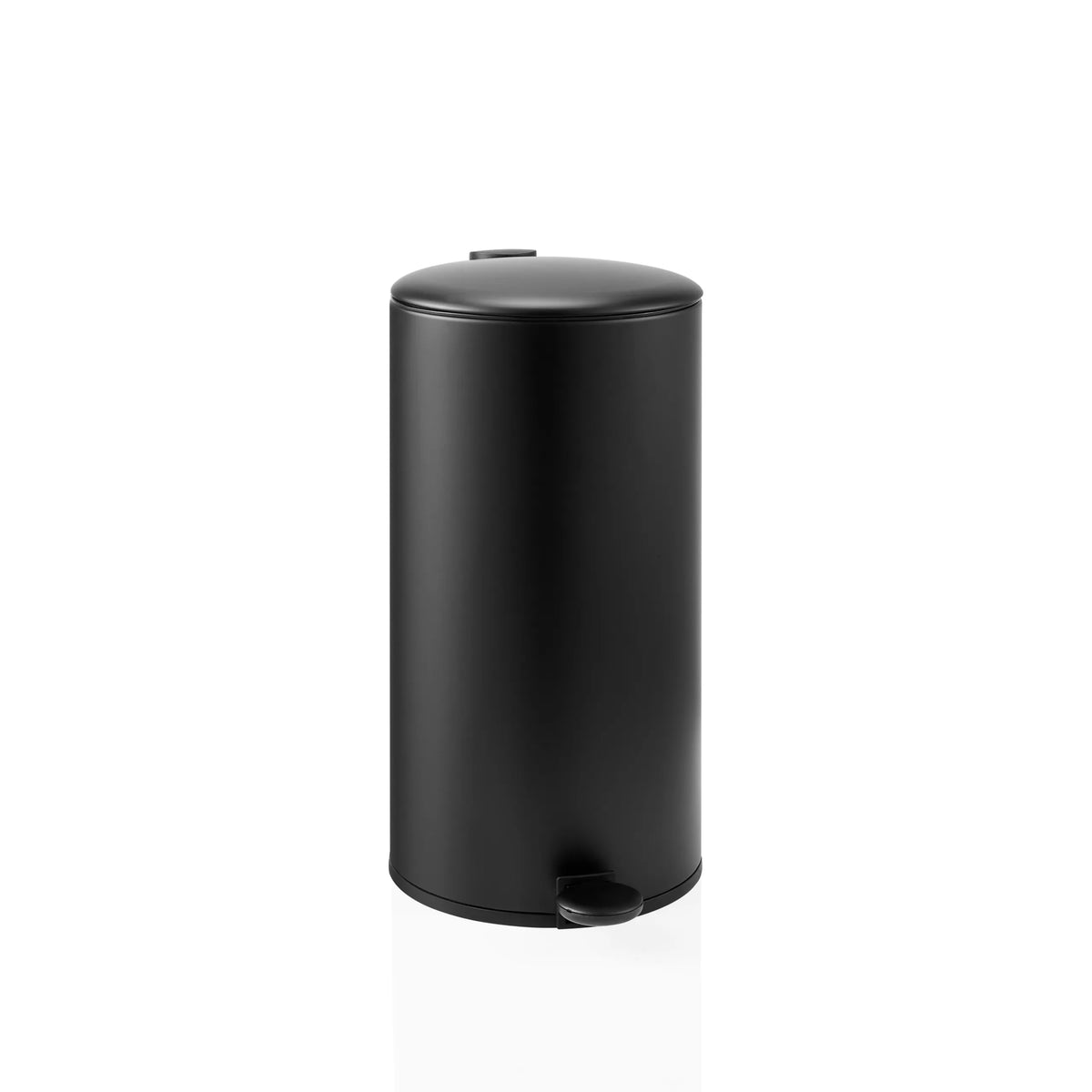Papelera negra CLEAN STEP 2 con tapa y pedal de hjh OFFICE – vista de 360° (vista frontal 15°)