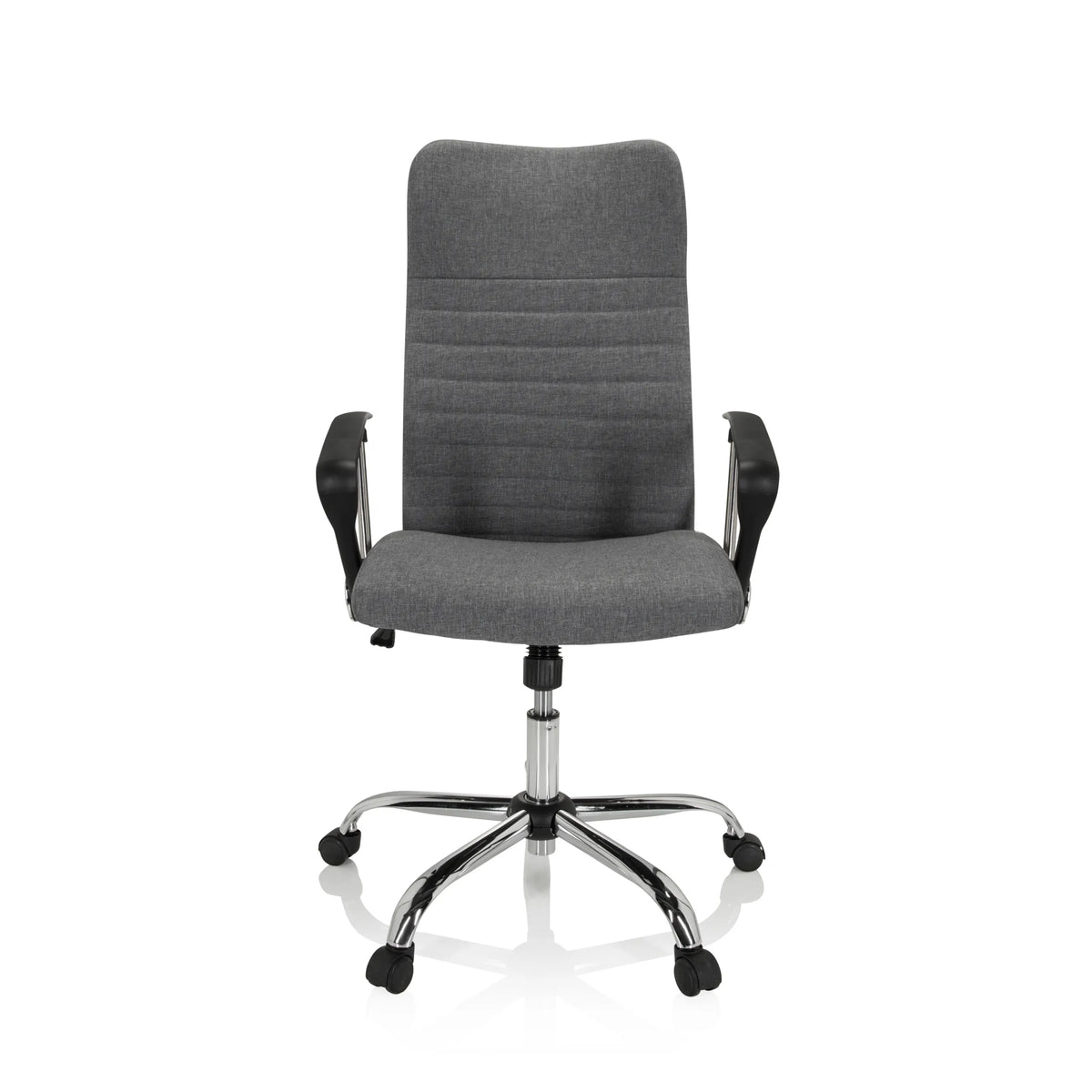 Silla Home Office ARTON 40 gris con reposabrazos y base brillante de cinco ruedas de hjh OFFICE – vista de 360° (vista frontal 0°)
