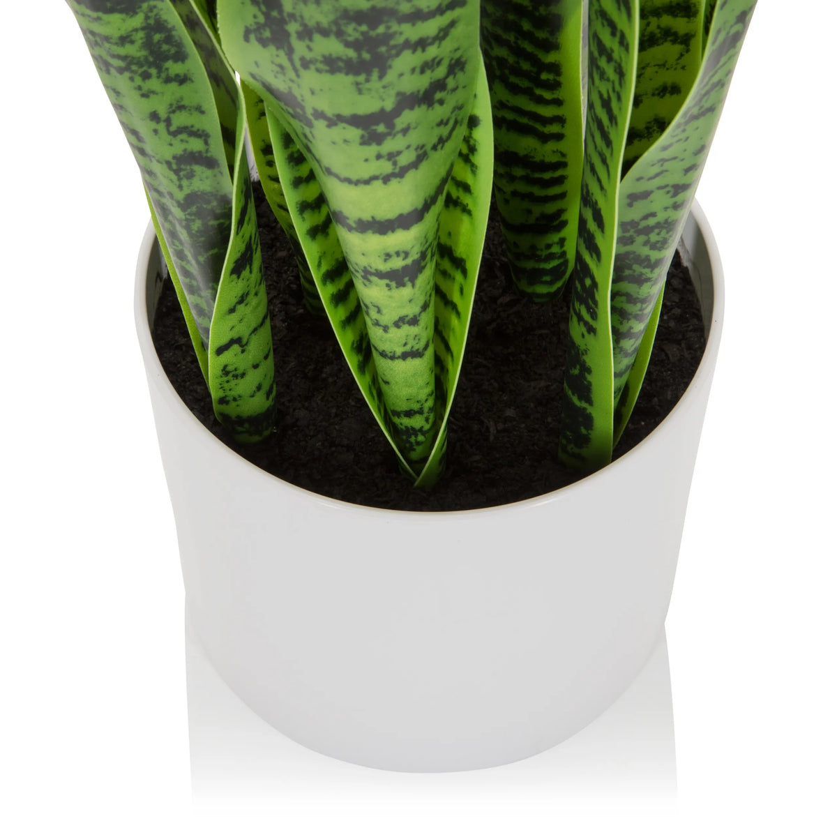 Maceta blanca de la Planta artificial SANSEVIERIA con hojas verdes de hjh OFFICE