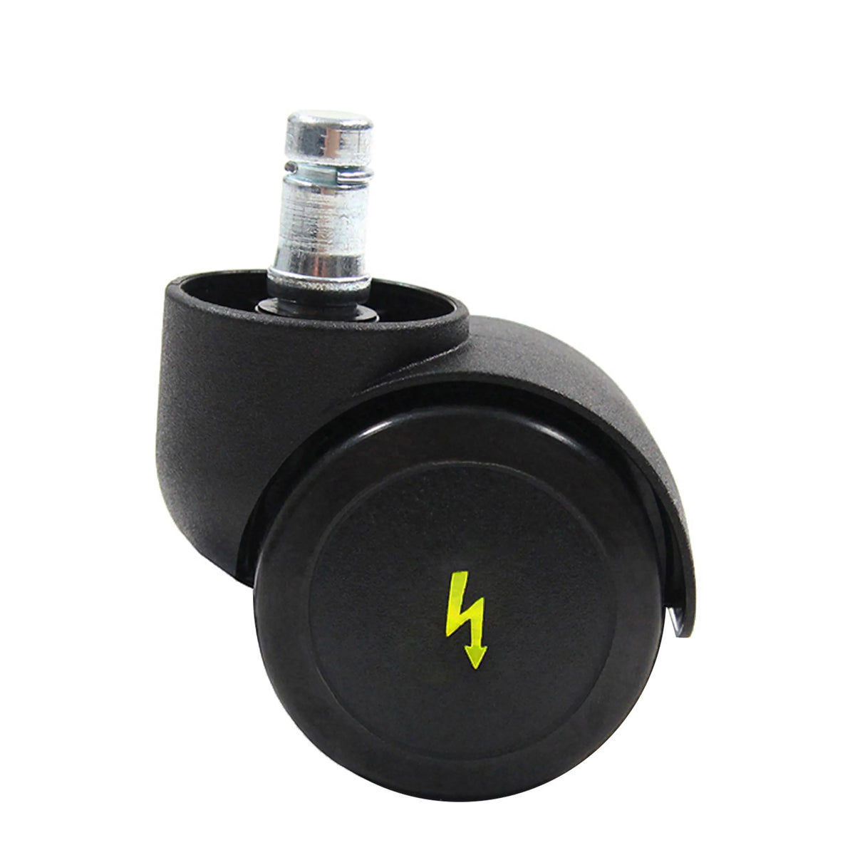 Ruedas para sillas negras 5x ROLO ESD 10mm/50mm para suelos duros con perno plateado y símbolo de rayo amarillo de hjh OFFICE
