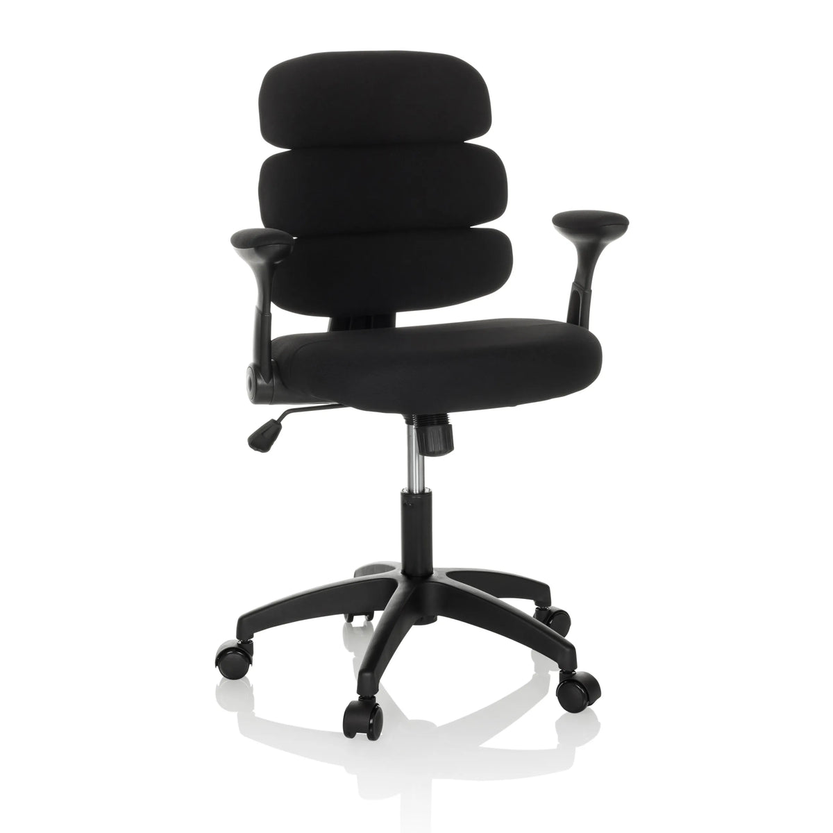 Silla giratoria para niños KID ERGOLINO B negra con respaldo acolchado y base de cinco ruedas de hjh OFFICE – vista de 360° (vista frontal 15°)