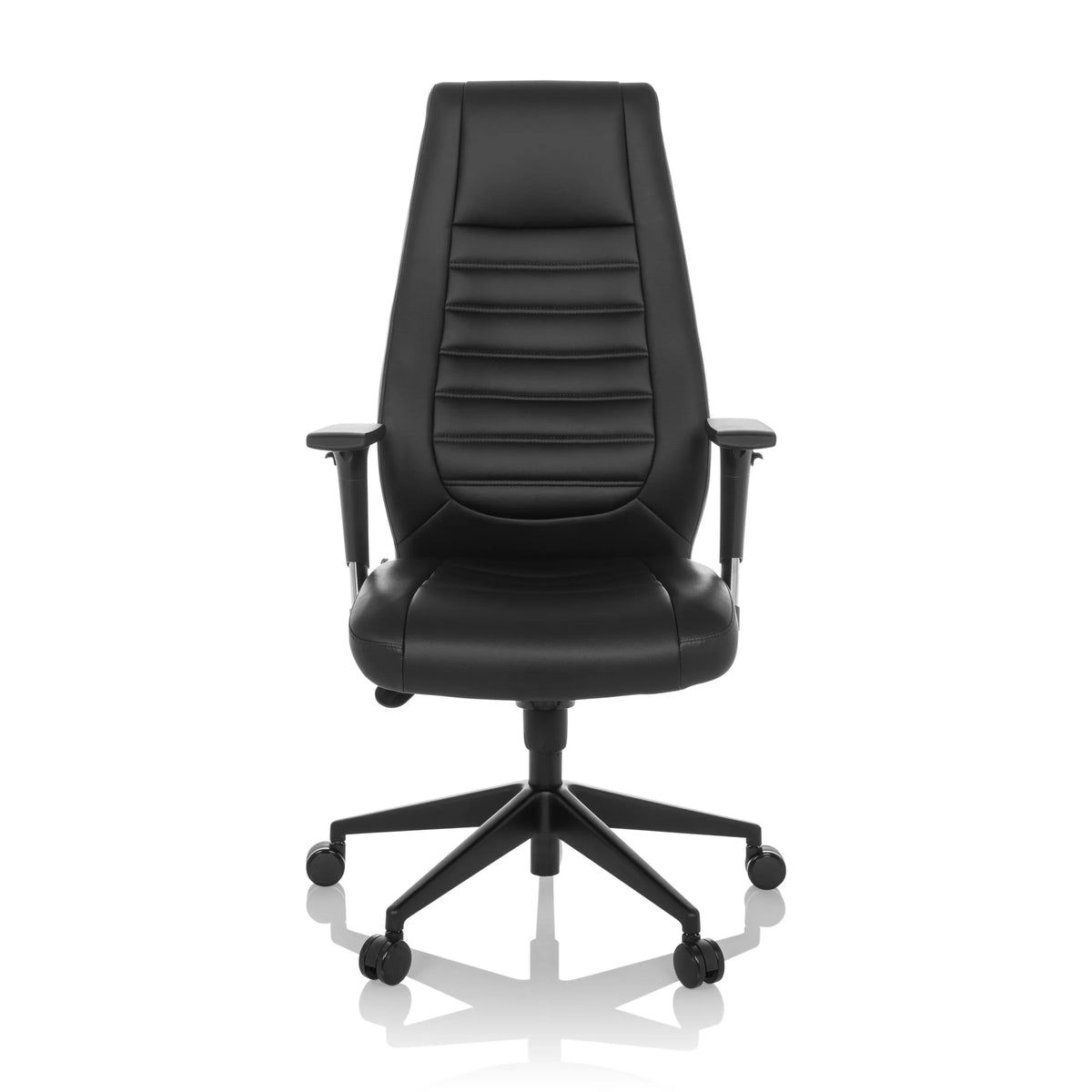 Sillón de oficina profesional VITORO B negro con tapizado acolchado y base de cinco ruedas de hjh OFFICE – vista de 360° (vista frontal 0°)