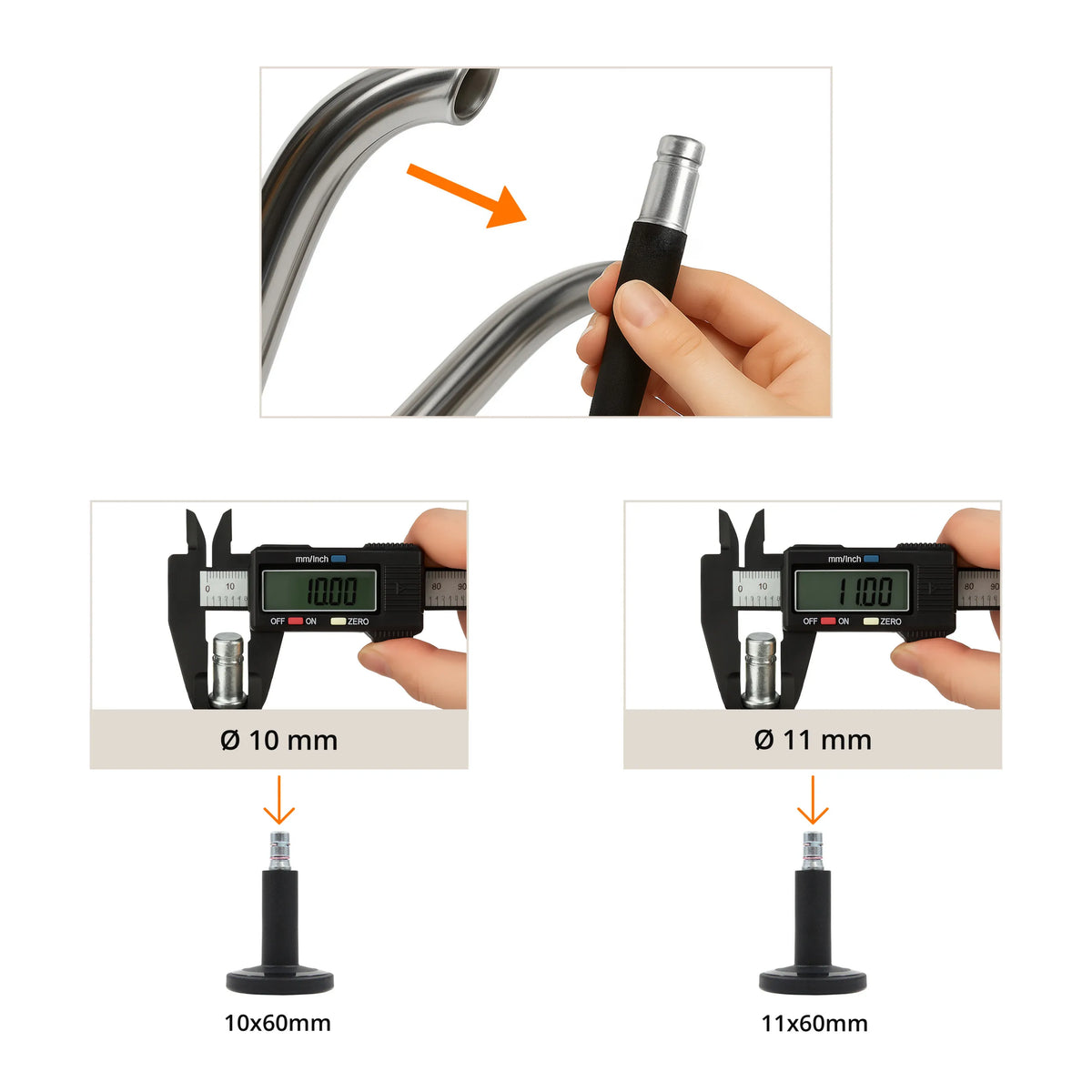 Guía de medición para deslizadores para sillas STATO-M en los tamaños 10 mm y 11 mm de hjh OFFICE