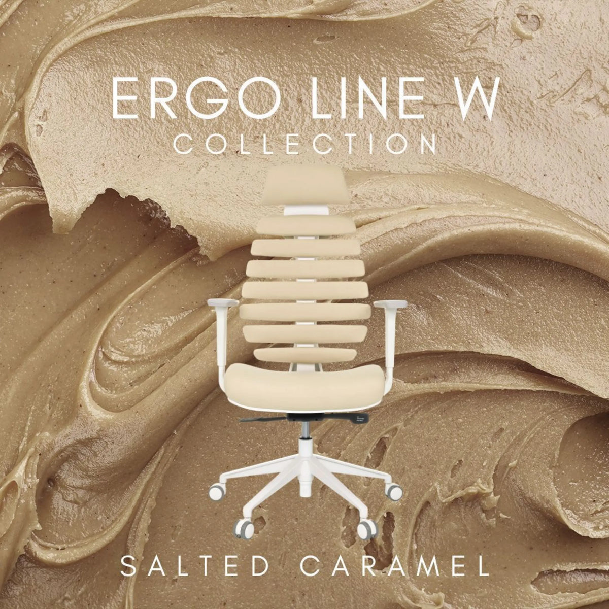 Silla de oficina profesional ERGO LINE W en color Salted Caramel con estructura y ruedas blancas de hjh OFFICE