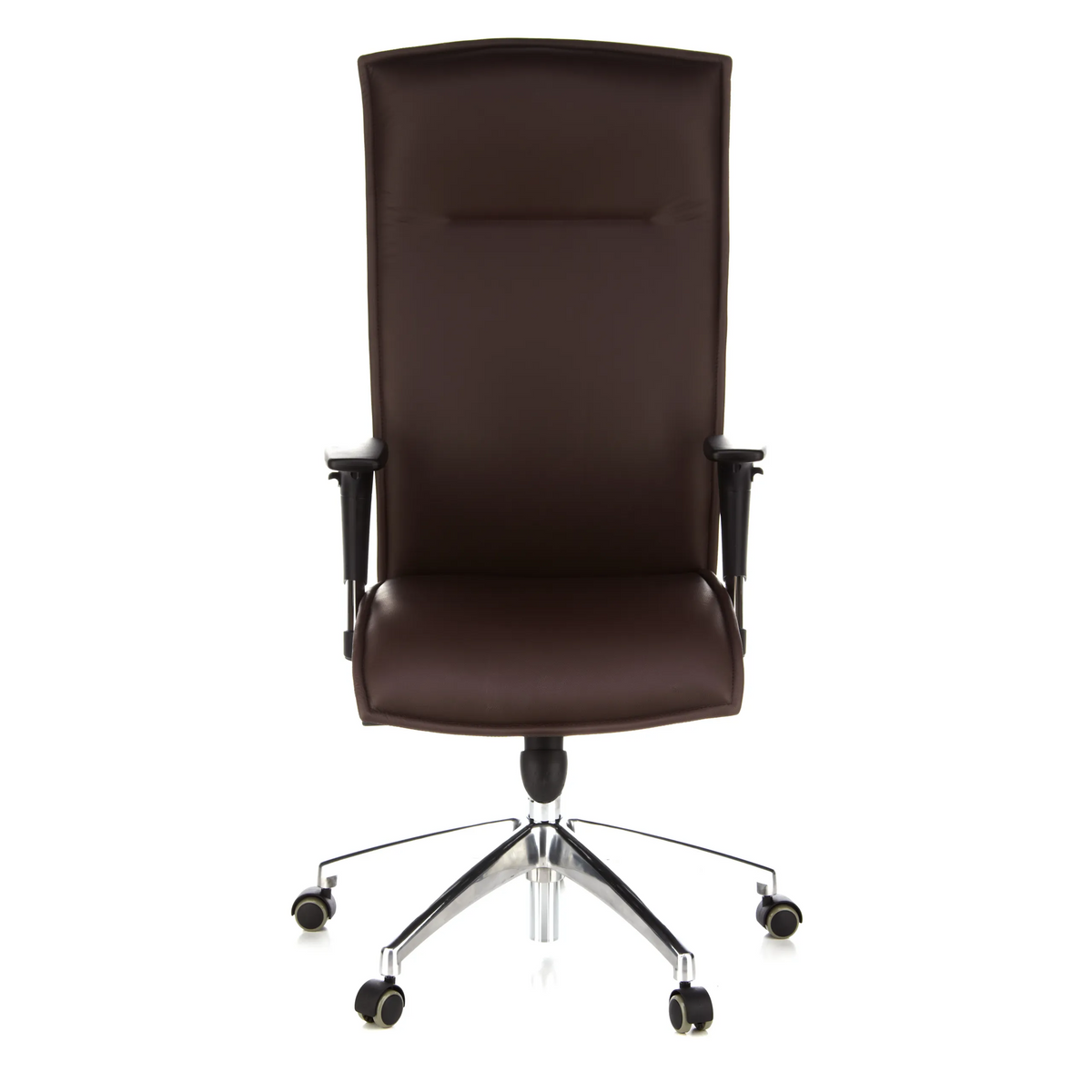 Sillón de alta gama MURANO 20 marrón oscuro con reposabrazos y base de cinco ruedas de hjh OFFICE – vista de 360° (vista frontal 0°)