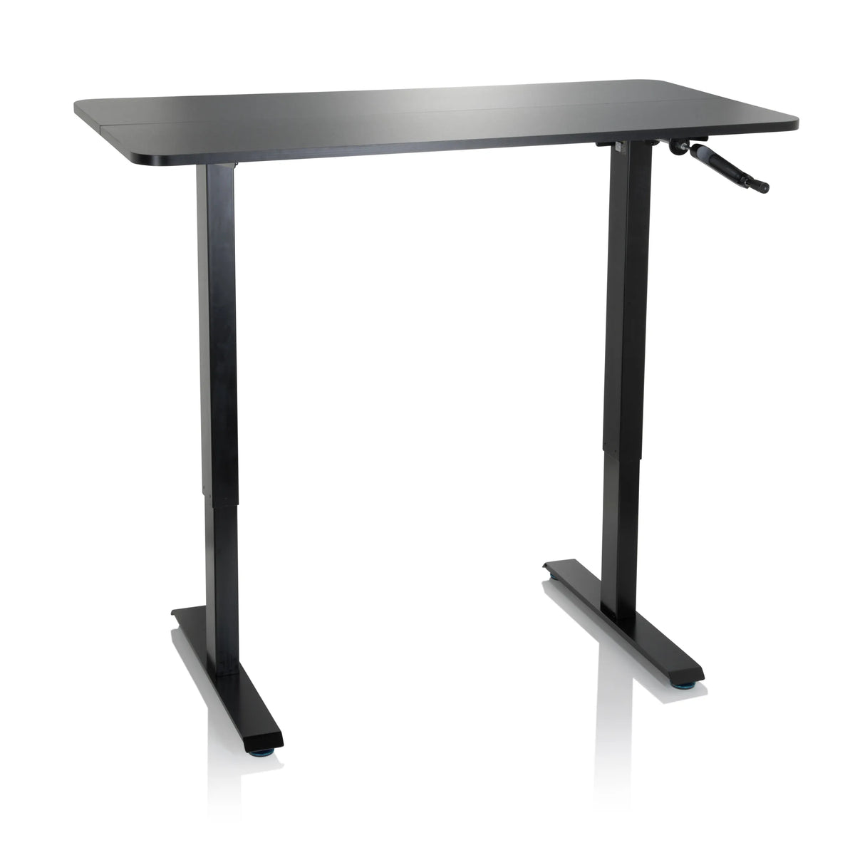 Escritorio de pie STAND CR negro con manivela para ajuste de altura de hjh OFFICE – vista de 360° (vista frontal 20°)