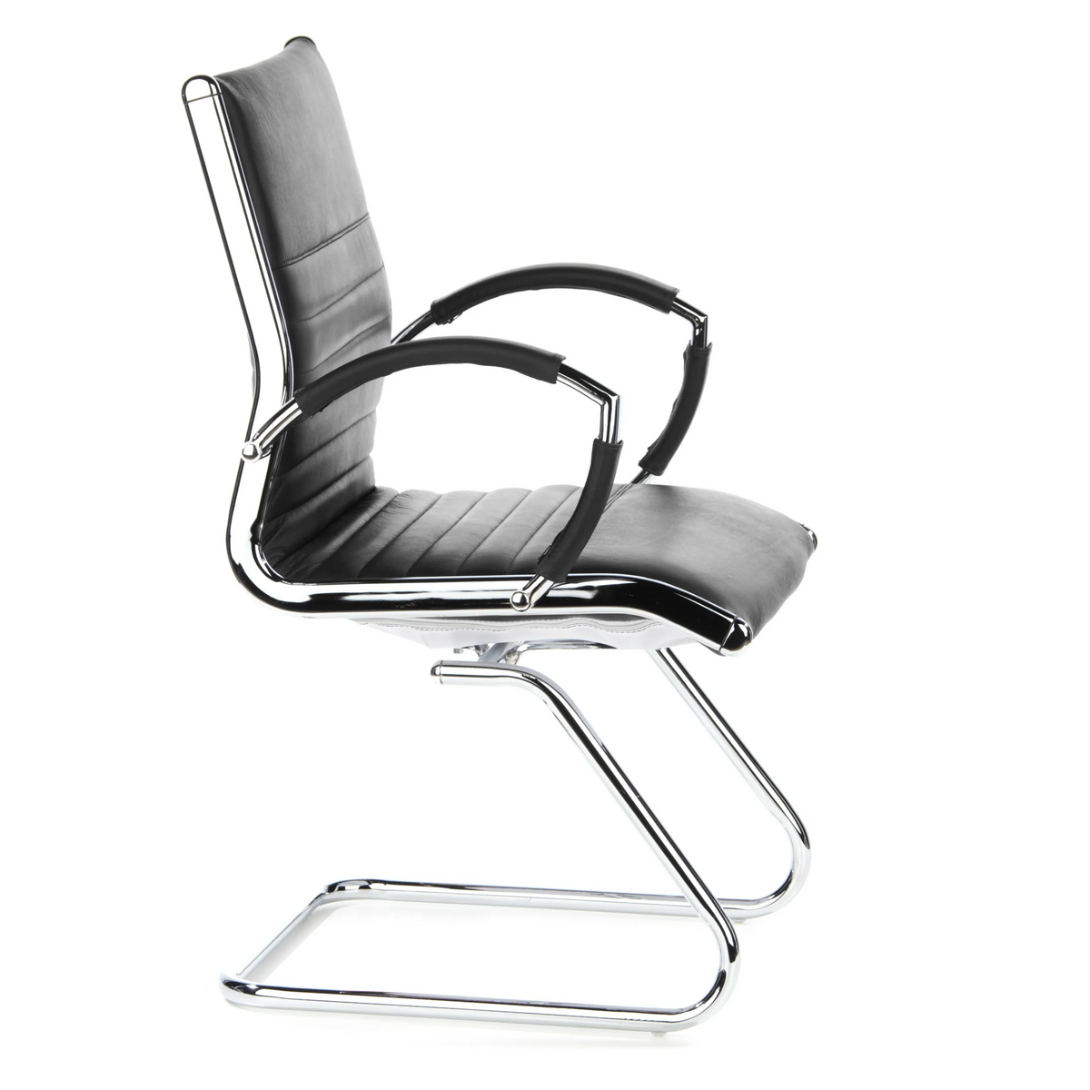 Silla de viga voladiza PARMA V negra con travesaños y reposabrazos de hjh OFFICE – vista de 360° (vista lateral 80°)