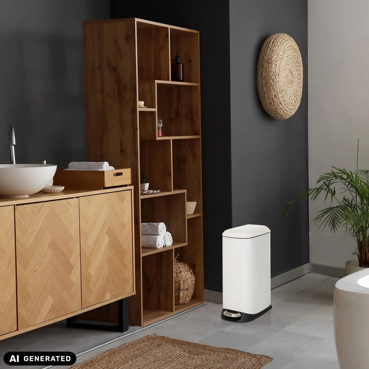 Papelera CLEAN SLIM blanca con capacidad de 20 litros de hjh OFFICE (imagen generada por IA)