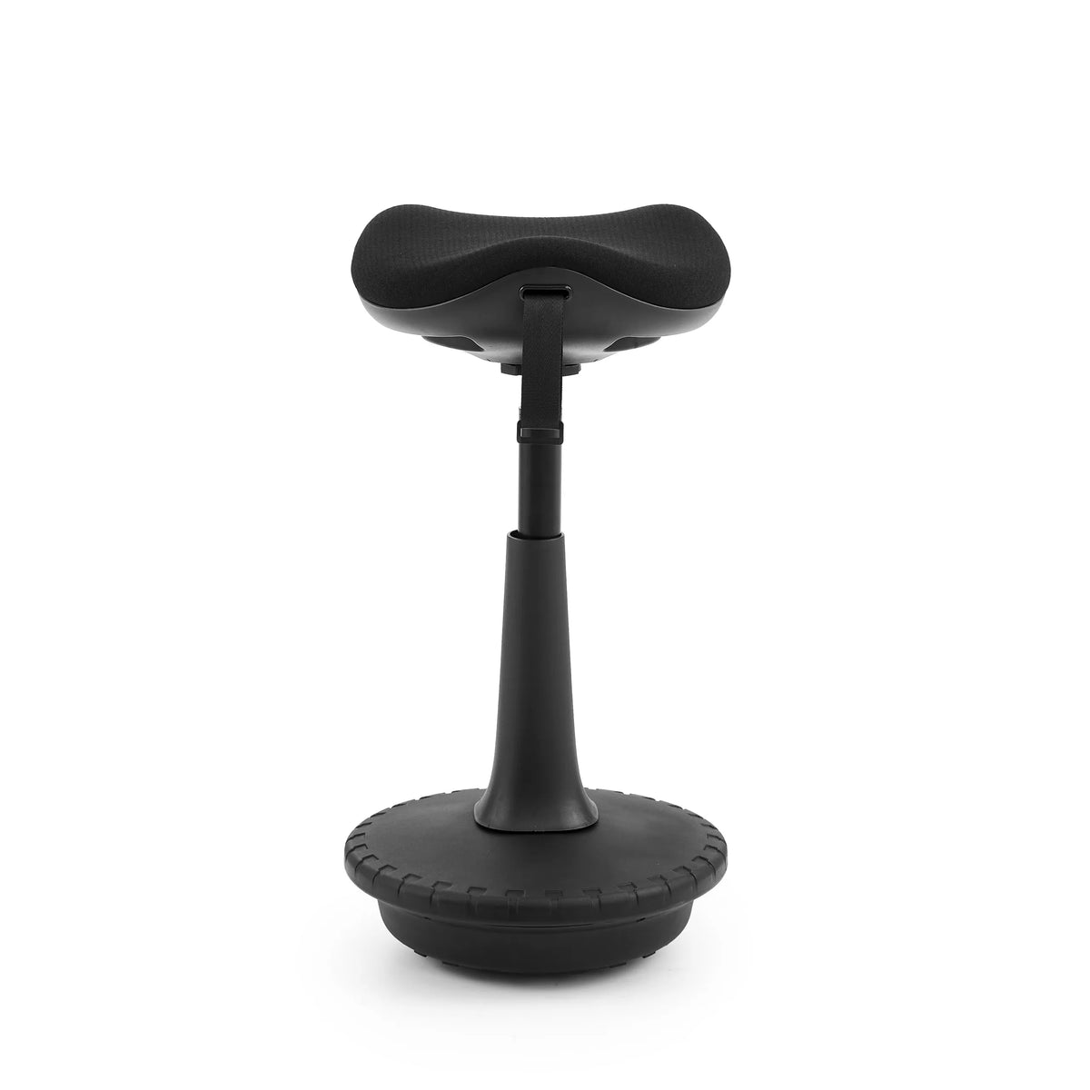 Asiento de pie Balance Sit Ergo negro con asiento ergonómico y base redonda de hjh OFFICE – vista de 360° (vista frontal 0°)