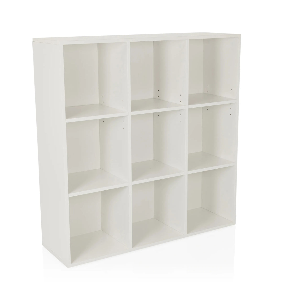 Estante BJORKE blanco con nueve compartimentos cuadrados abiertos de hjh LIVING – vista de 360° (vista frontal en diagonal 30°)