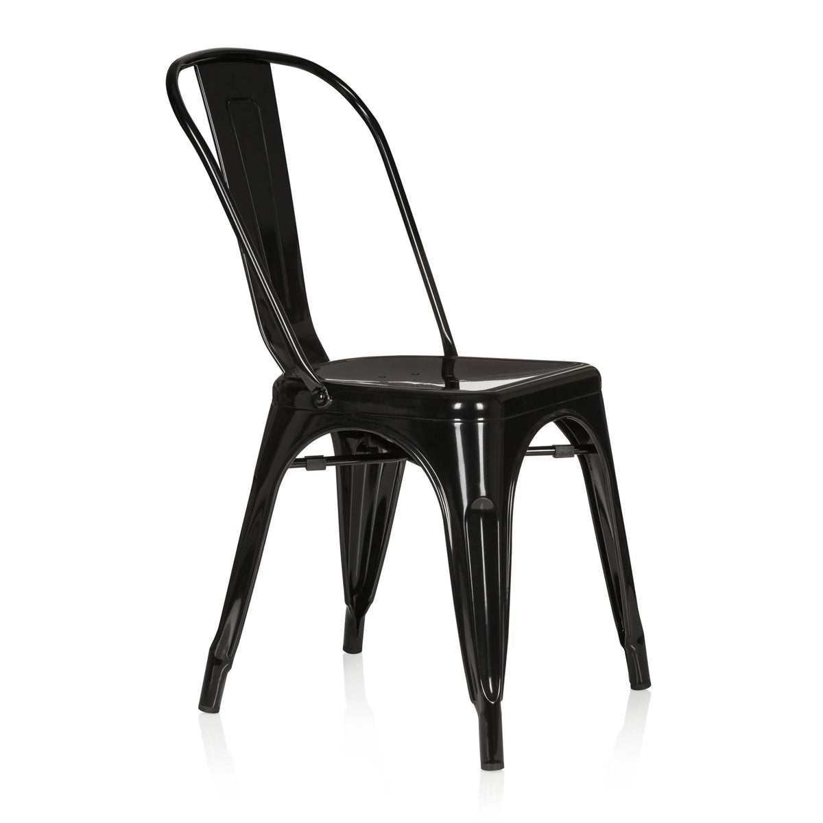 Silla de comedor negra VANTAGGIO COMFORT con estructura metálica y respaldo alto de hjh OFFICE – vista de 360° (vista frontal en diagonal 60°)
