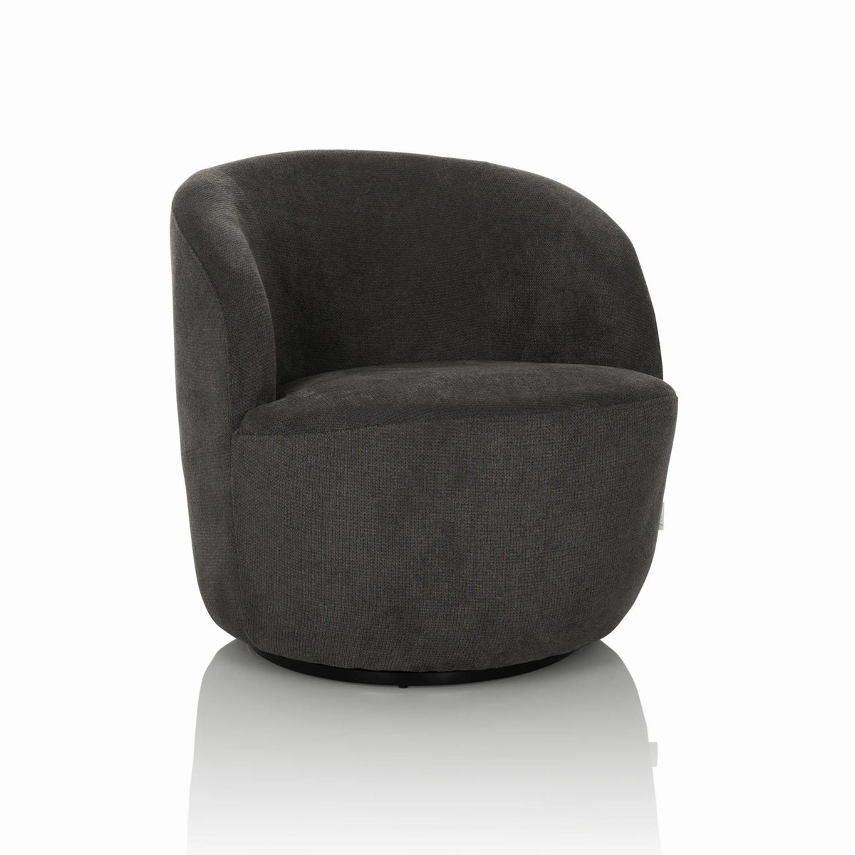 Sillón de diseño BRAMWICH gris con forma redondeada y acolchado de hjh LIVING – vista de 360° (vista frontal 15°)