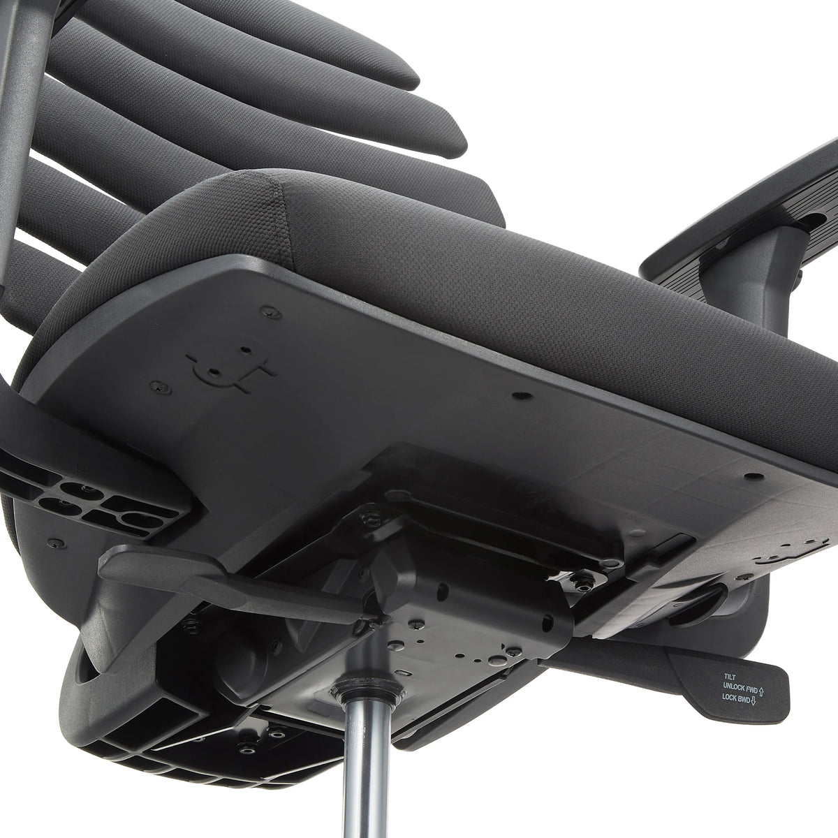 Parte inferior del asiento y mecanismo de ajuste de la silla de mostrador ERGO LINE II WORK en negro de hjh OFFICE