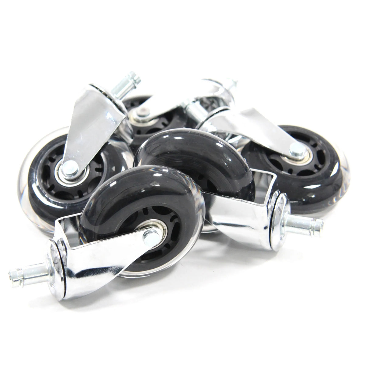 Cinco ruedas para sillas 5x ROLO SKATE CT 11mm/75mm plateadas para suelos duros con bandas de rodadura negras de hjh OFFICE