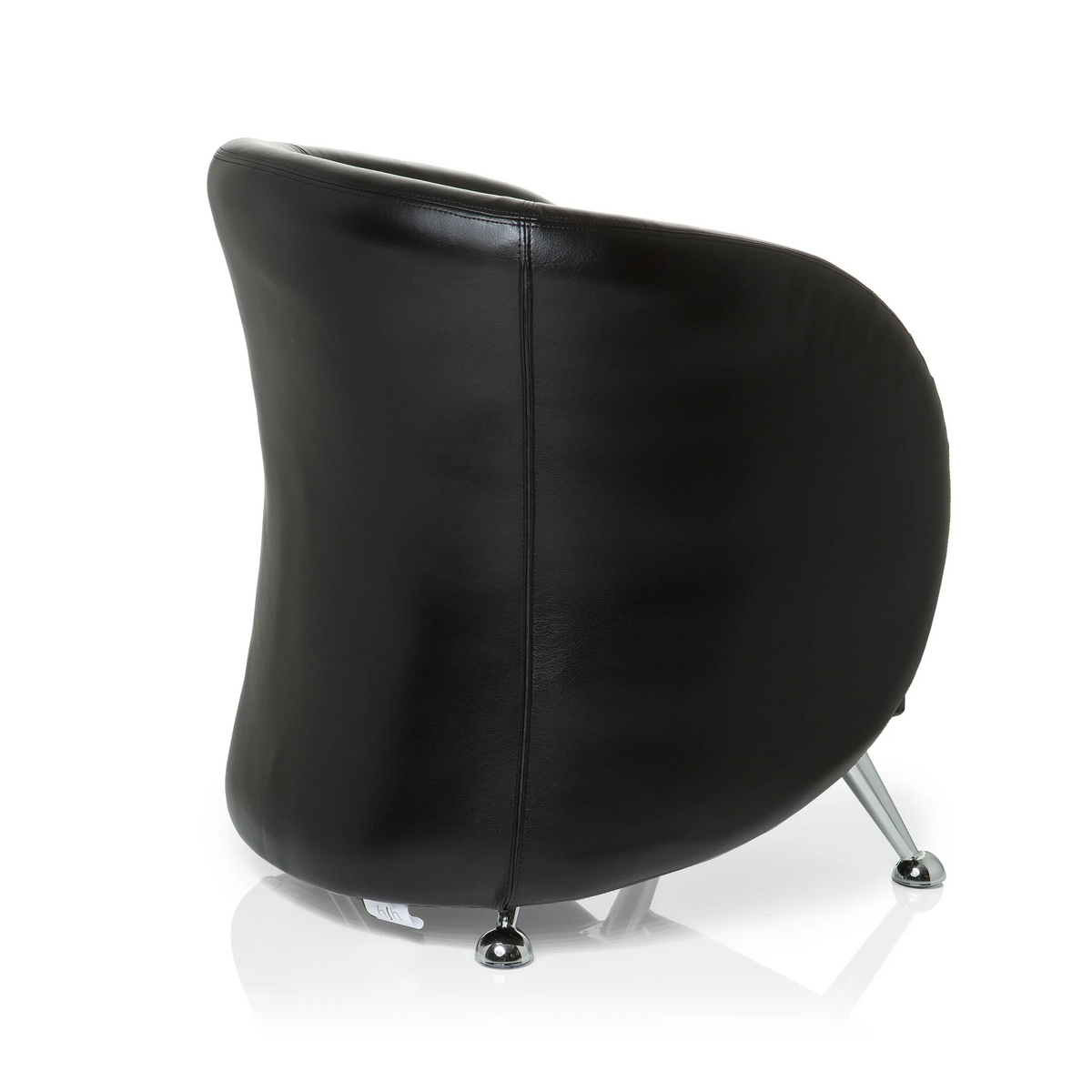 Sillón tapizado negro ST. LUCIA con patas de metal brillantes de hjh OFFICE – vista de 360° (vista trasera en diagonal 120°)