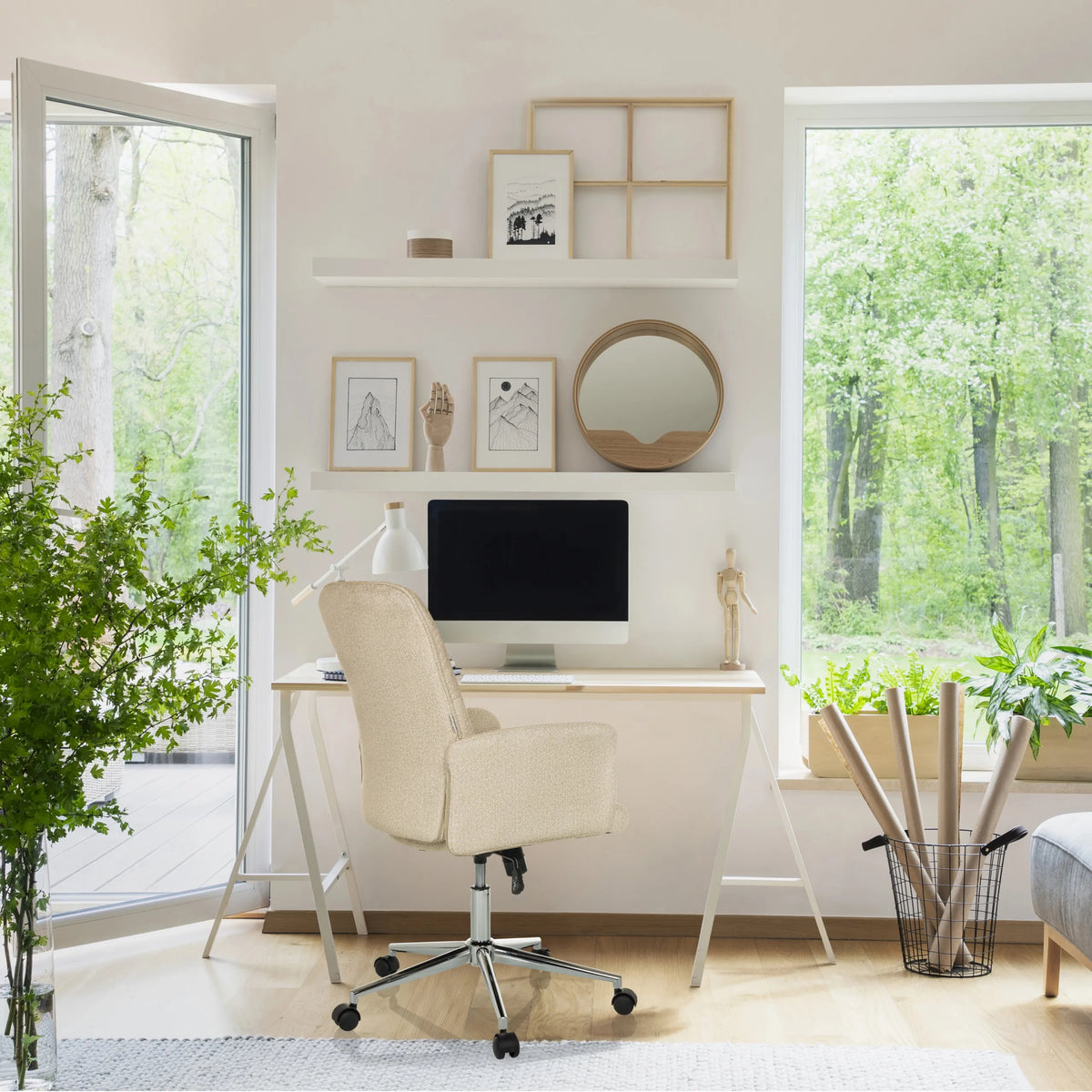 Silla Home Office SOLAO 400 en beige con ruedas y reposabrazos de hjh OFFICE