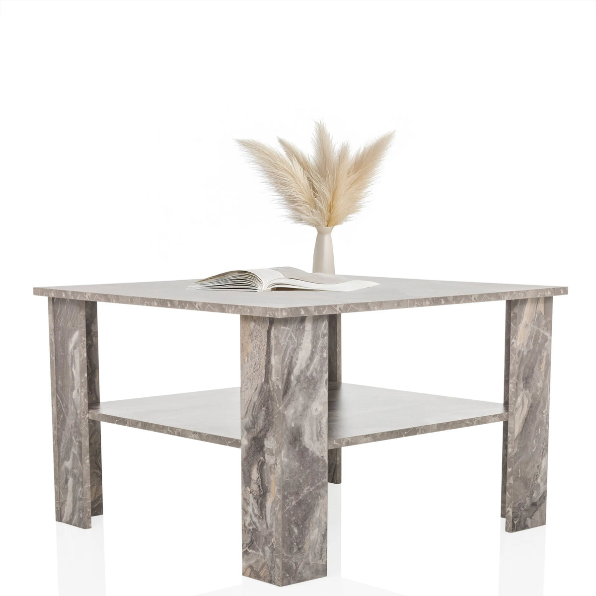 Mesa de centro gris BISMO con tablero cuadrado y un estante de hjh LIVING