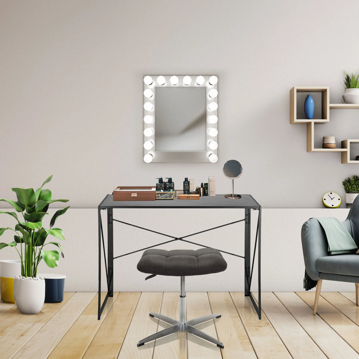 Taburete tapizado negro SARANTO con funda de tela y base en estrella de metal de hjh OFFICE