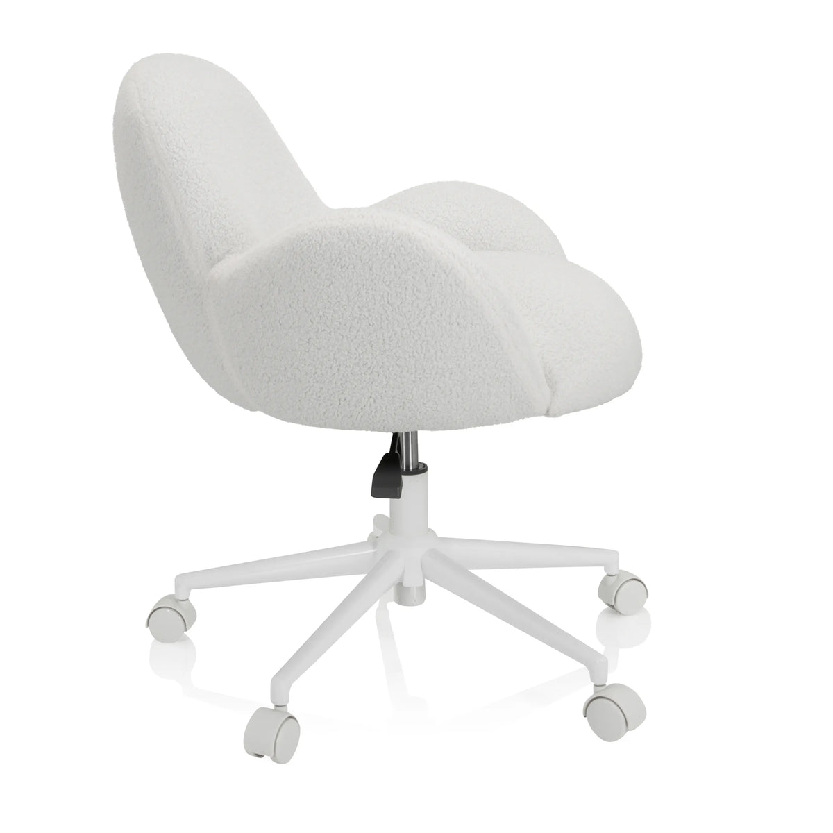 Silla giratoria para niños KID TEDDY I blanca con tapicería estructurada y base de cinco ruedas de hjh OFFICE – vista de 360° (vista lateral 80°)