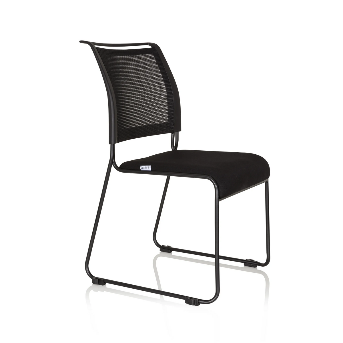 Silla de confidente negra PADUA V con respaldo de malla y asiento acolchado de hjh OFFICE – vista de 360° (vista frontal en diagonal 60°)