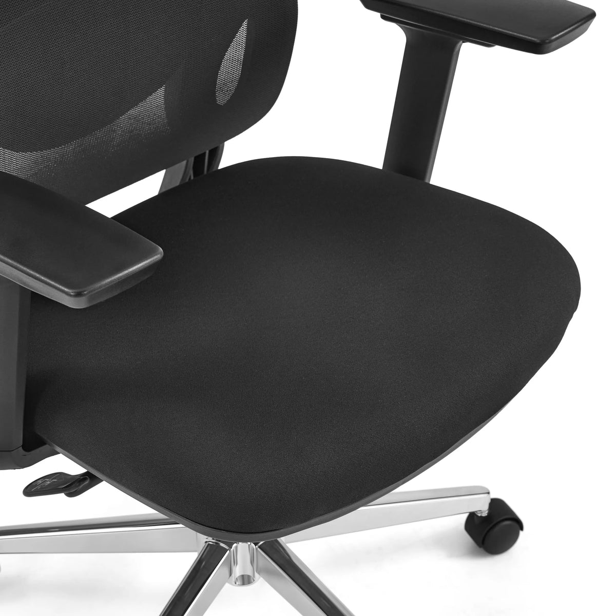 Asiento y reposabrazos negros de la silla de oficina profesional Ergosento con base brillante de hjh OFFICE