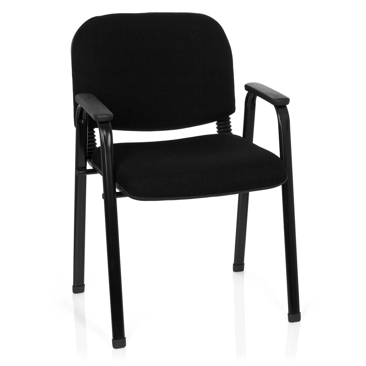 Silla de cuatro patas XT 650 negra con reposabrazos y asiento acolchado de hjh OFFICE – vista de 360° (vista frontal 20°)