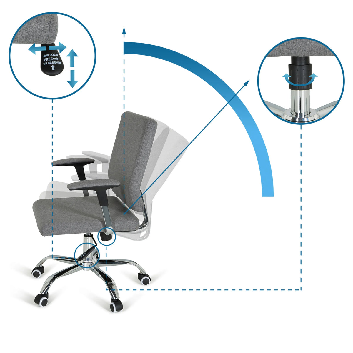 Mecanismos de ajuste de altura e inclinación del sillón de oficina Home Office CHARLES I de hjh OFFICE