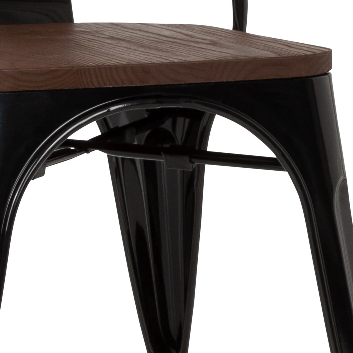 Asiento de madera y estructura de metal negro de la silla de comedor VANTAGGIO COMFORT W de hjh OFFICE