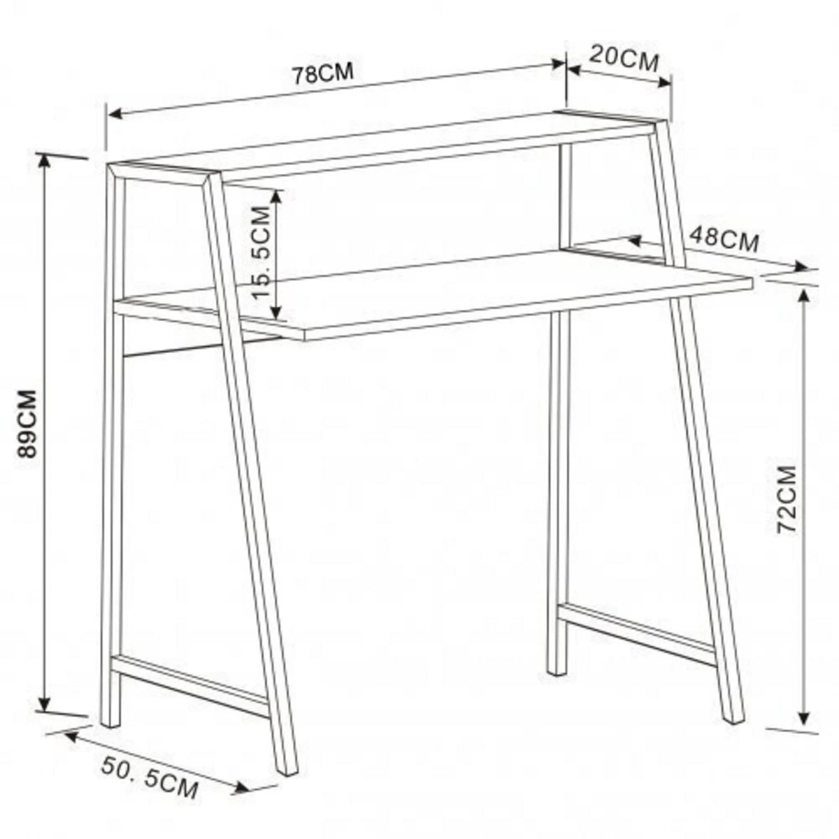 Dibujo técnico del Escritorio DUMONT de 78 × 50,5 cm de hjh OFFICE