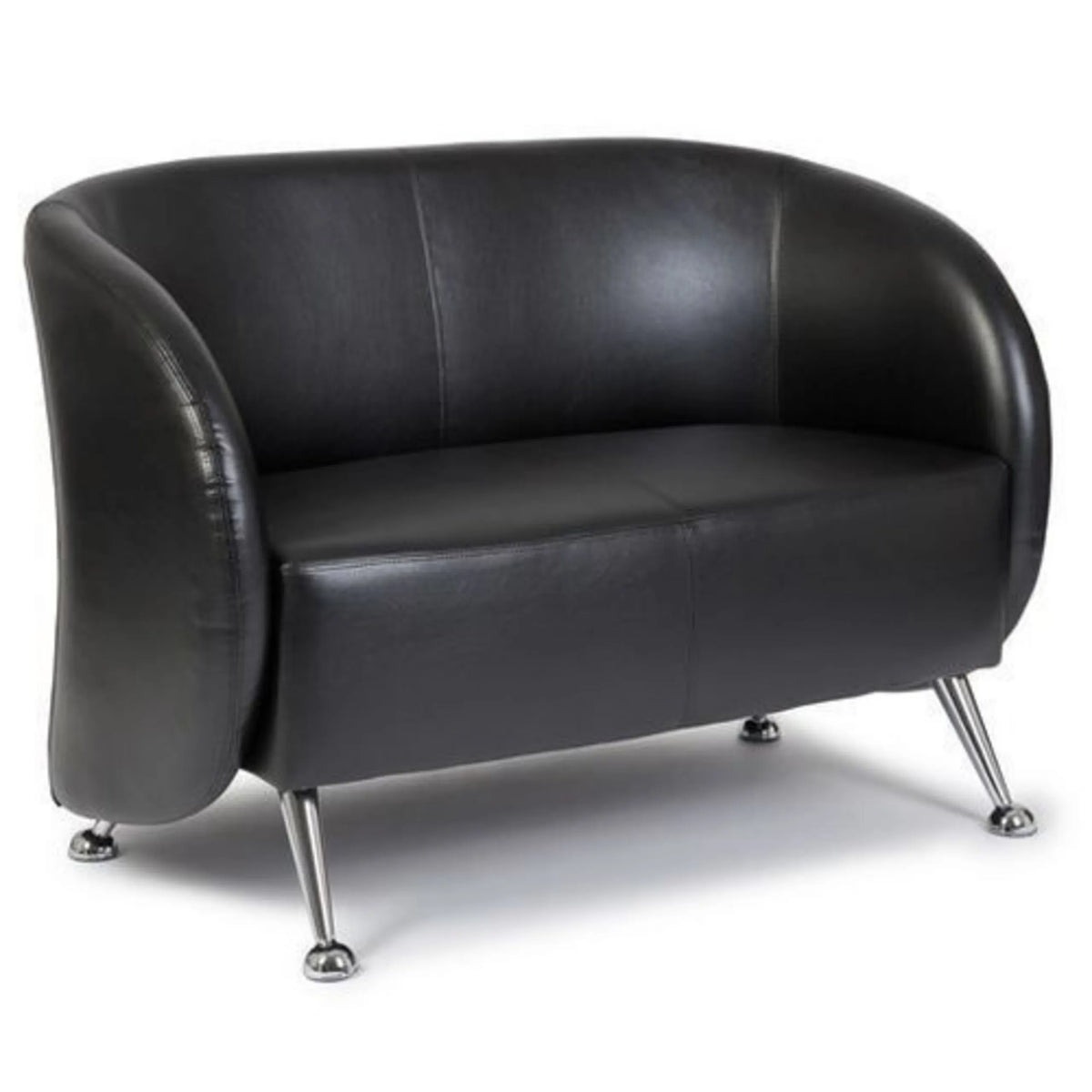 Sofá de diseño negro ST. LUCIA de dos plazas con patas de metal brillantes de hjh OFFICE