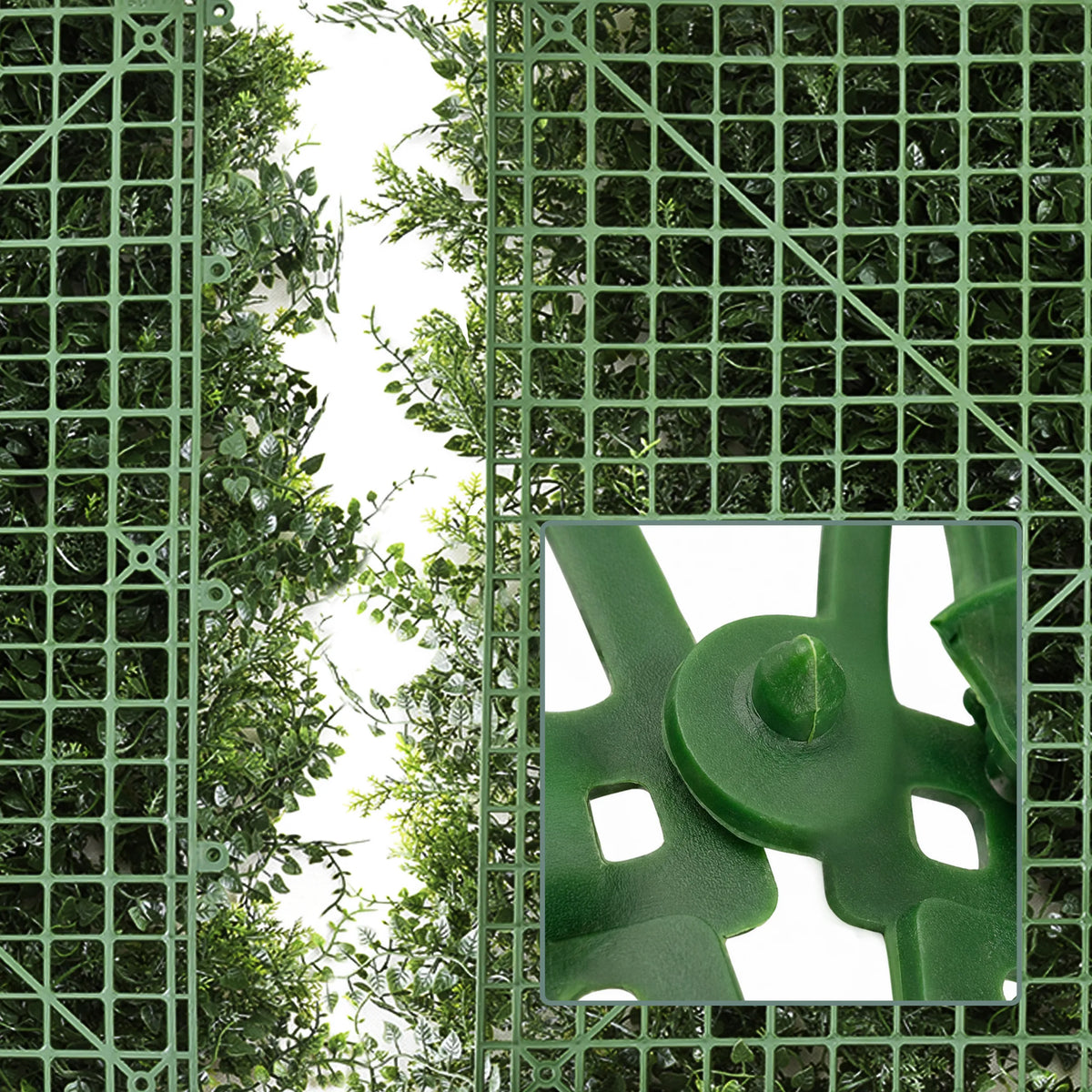 Rejilla de plástico verde con elemento de conexión de la estera vegetal LEAFLUXE 2 de hjh LIVING