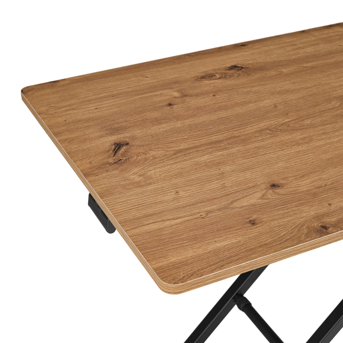 Veta de madera de roble del tablero con estructura inferior negra de la mesa Worktime Lift de hjh OFFICE