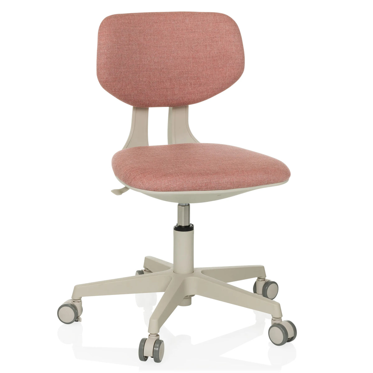 Silla giratoria para niños KIDDY CLASSIC rosa con asiento acolchado y base de cinco ruedas de hjh OFFICE – vista de 360° (vista frontal 15°)