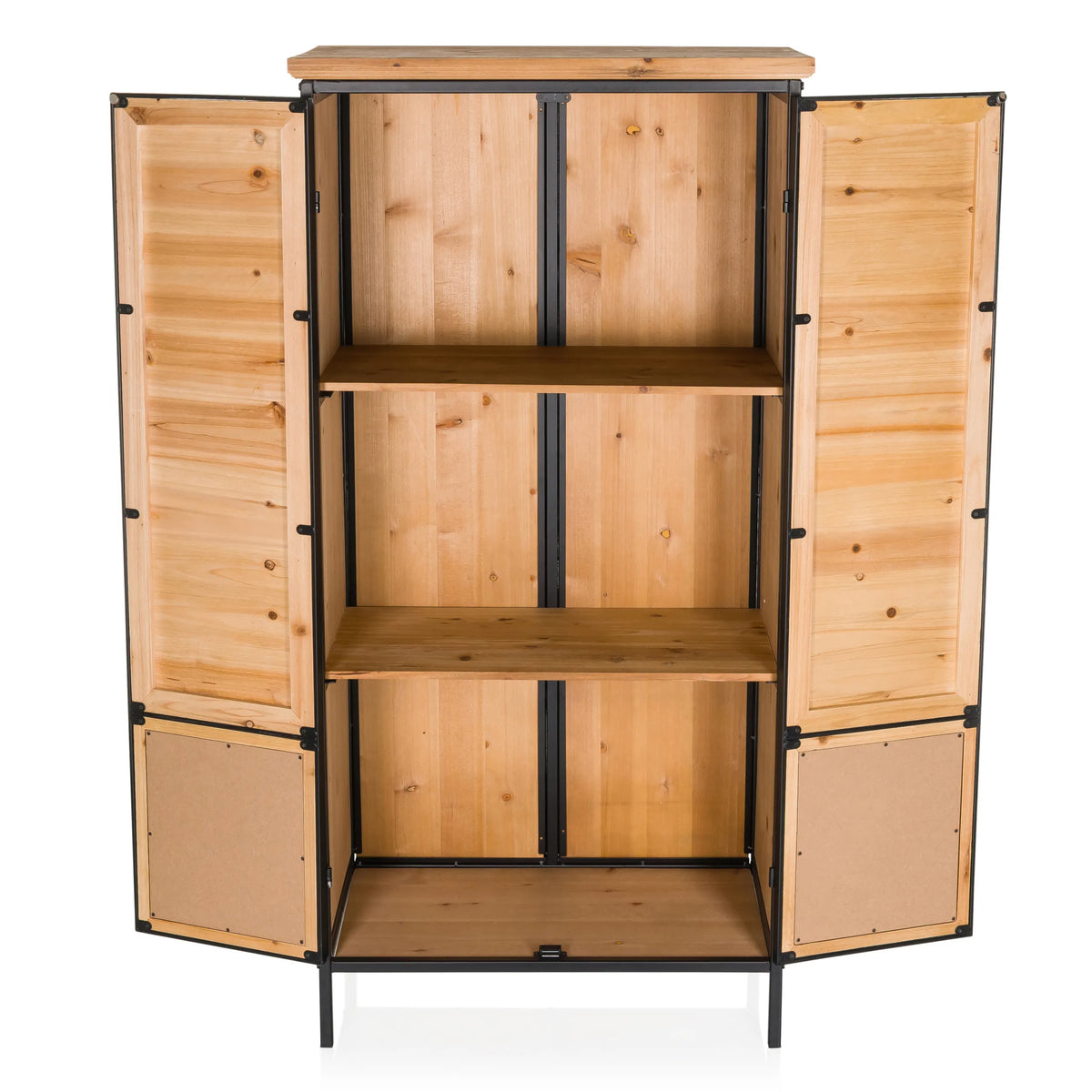 Compartimento abierto con dos estantes de la cómoda CONTINENTO HIGH de madera clara de hjh LIVING