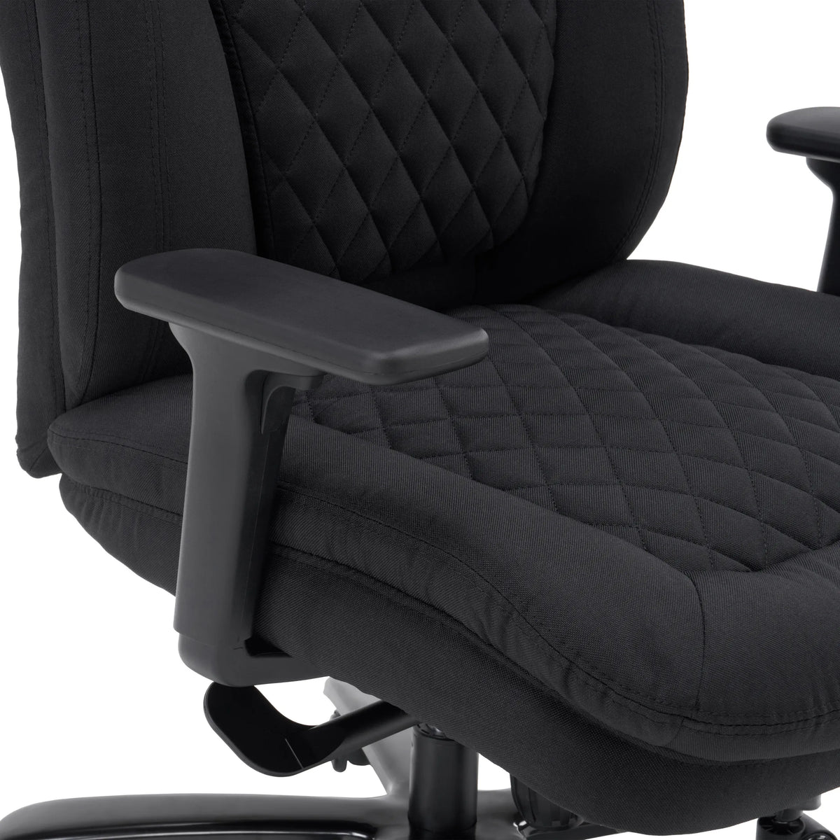 Reposabrazos y tapicería de tela acolchada de la silla giratoria XXL Pullmann Gen2 en negro de hjh OFFICE