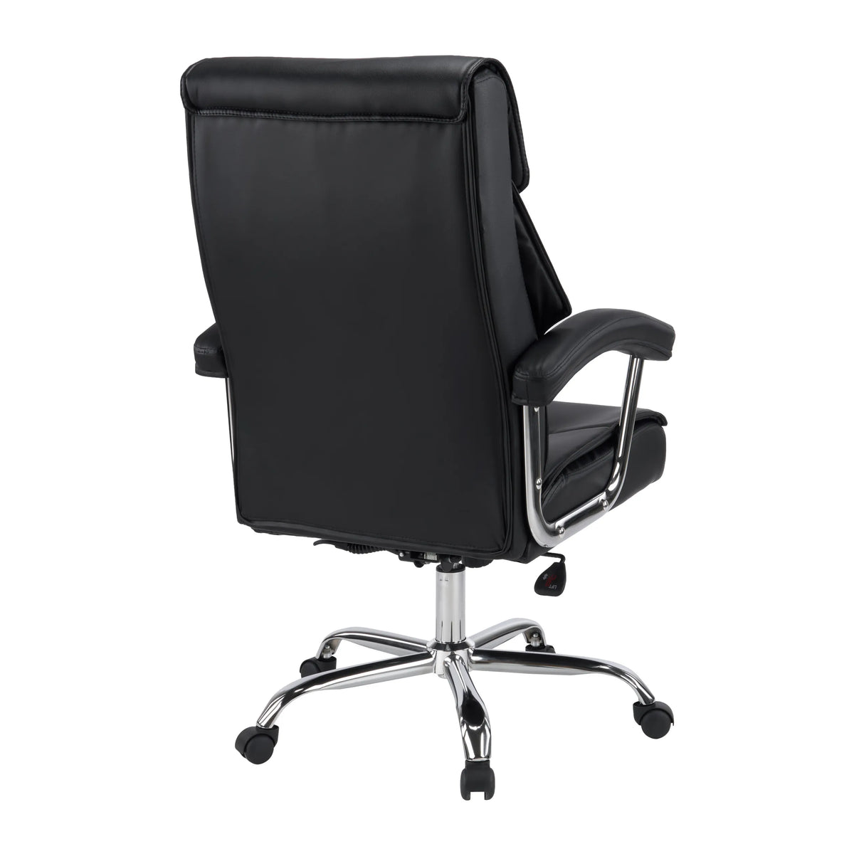 Vista posterior de la Silla Home Office Relax Prestio en negro con base cromada de MyBuero
