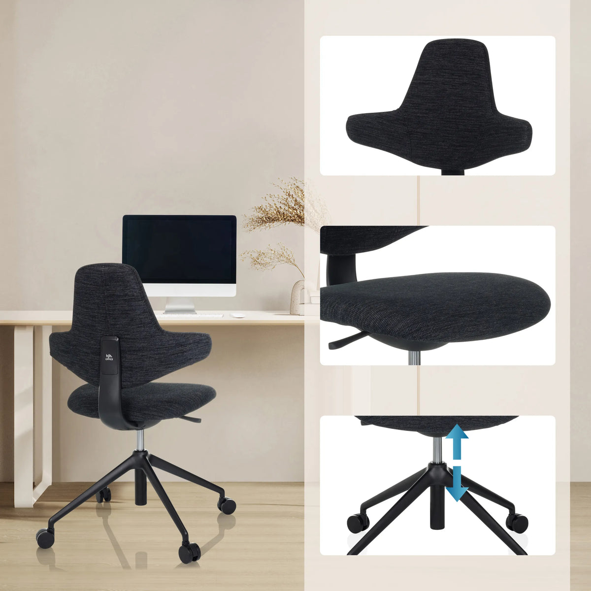 Reposapiés ajustable en altura y asiento de la Silla de oficina profesional PALIANO de hjh OFFICE