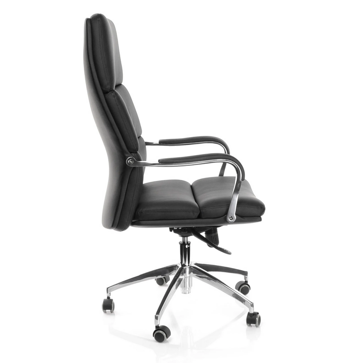 Sillón de oficina profesional BRUNELLO 20 negro con reposabrazos y base de cinco ruedas de hjh OFFICE – vista de 360° (vista lateral 80°)