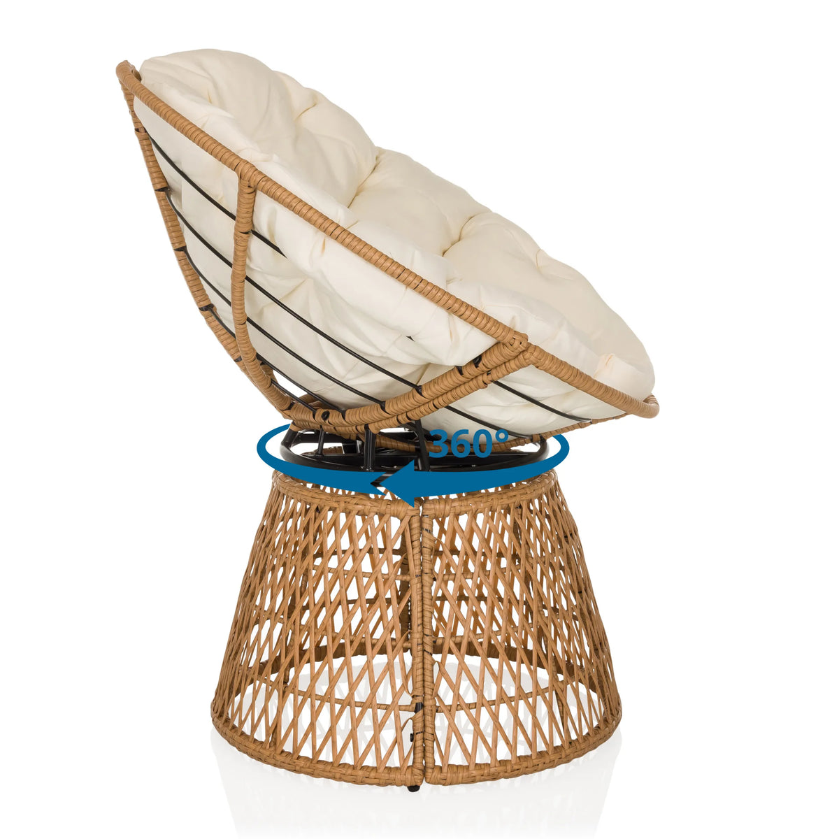 Función giratoria de 360 grados de la Silla de exterior WEAVORA en beige de hjh LIVING