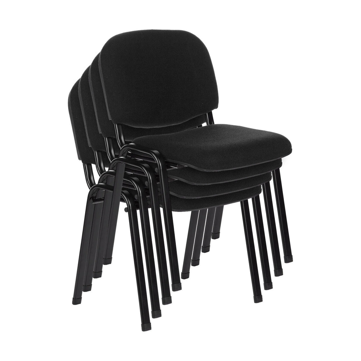 Pack de cuatro sillas de cuatro patas apilables XT 600 en color negro con estructura negra de hjh OFFICE