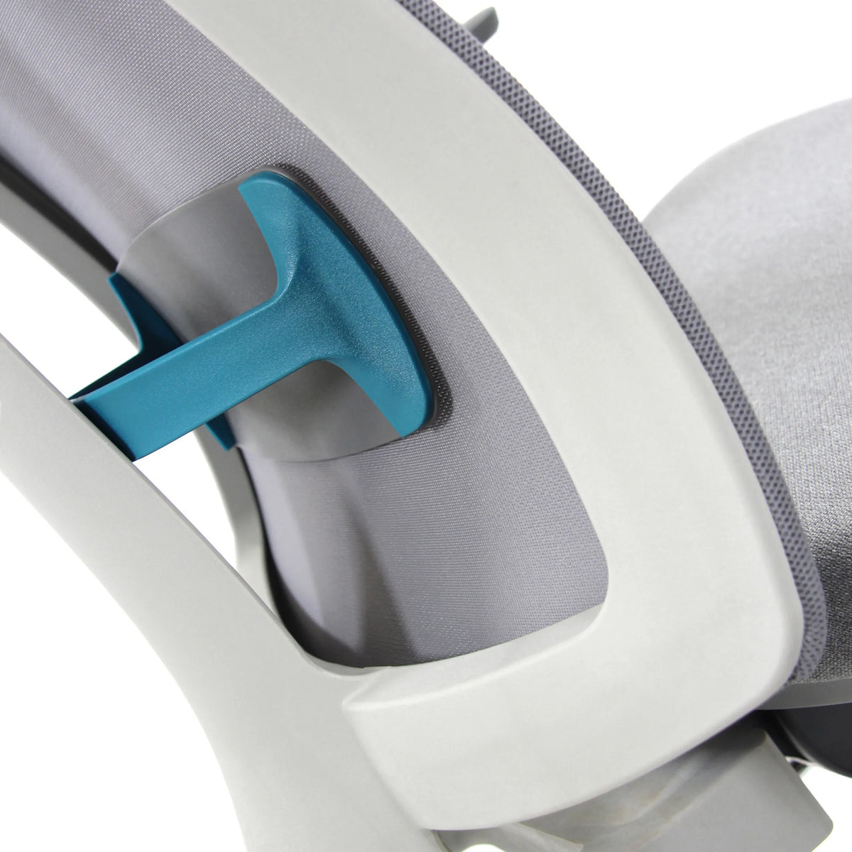 Blauer Einstellhebel am grauen Gestell des Counterstuhls HALIFAX WORK von hjh OFFICE