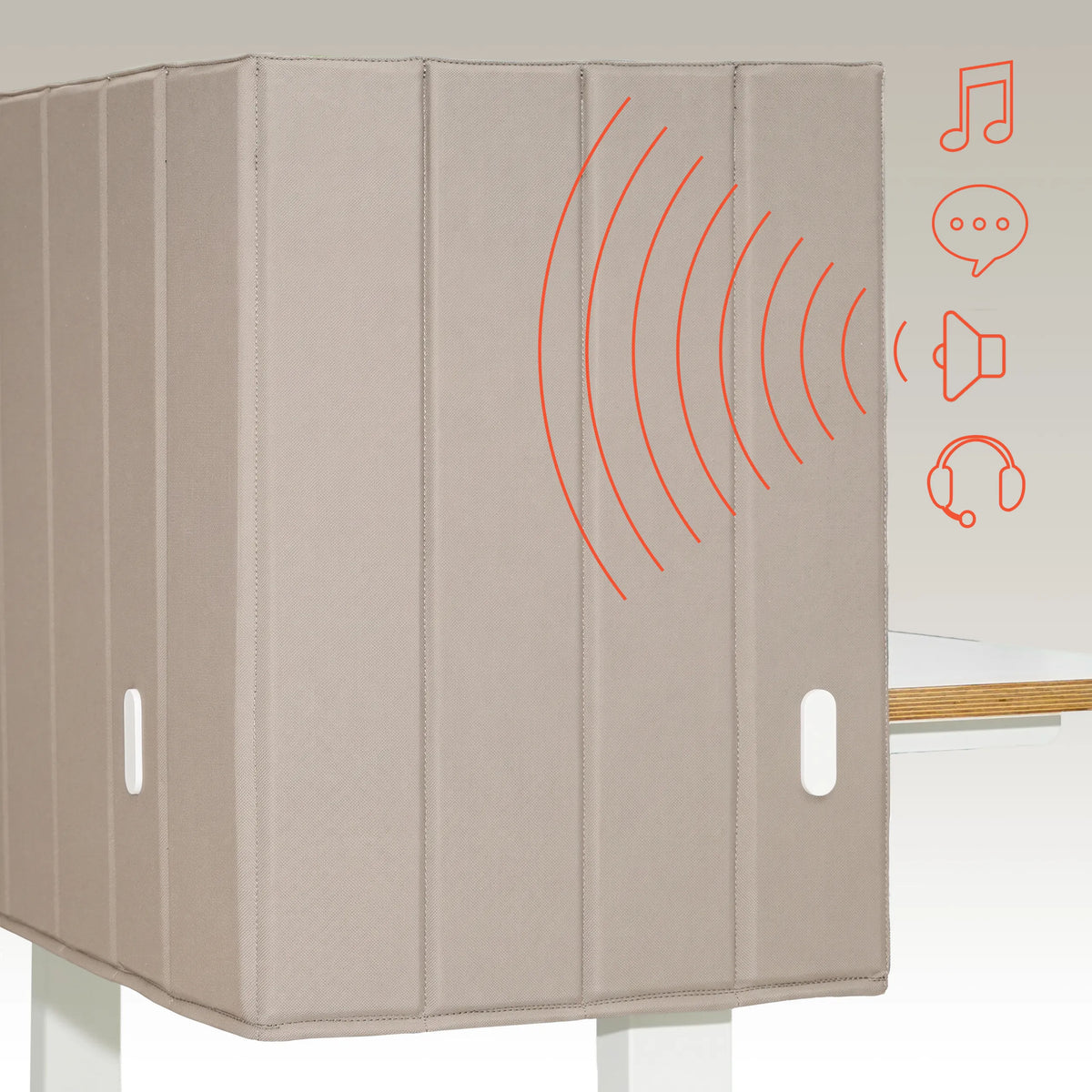 Separador de mesa FLEXMIUT ROLL en color beige con propiedades de absorción acústica de hjh OFFICE