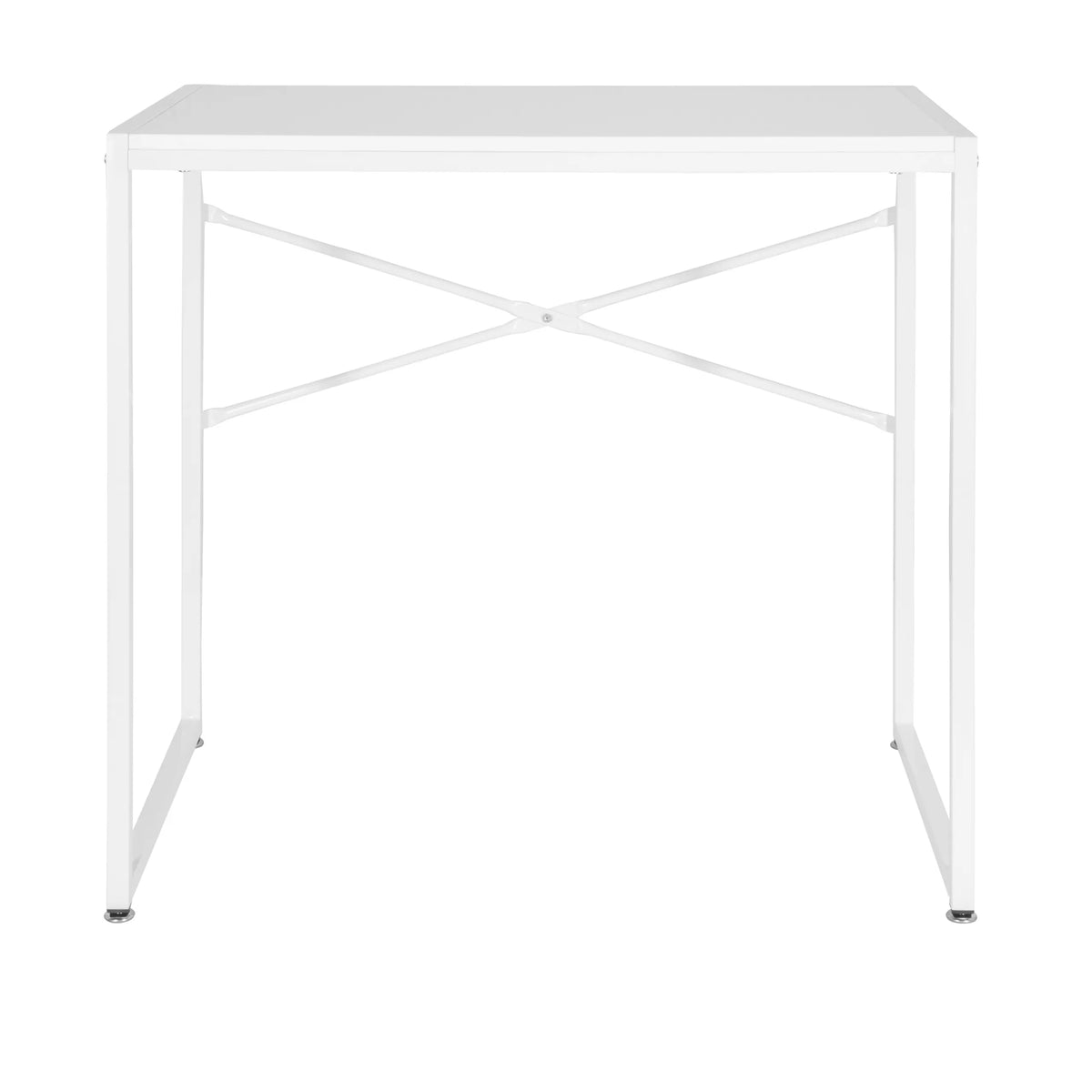 Weißer Schreibtisch EASY UP H I mit minimalistischem Gestell und einer X-Strebe von hjh OFFICE – 360-Grad-Ansicht (Frontansicht 0°)